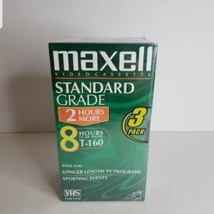 3 Pack of Maxell T-160  Standard Grade Video Tapes - 8 Hrs